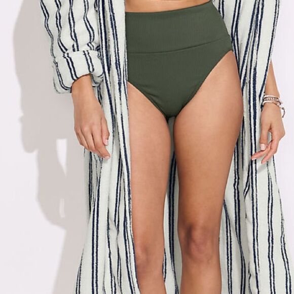 Land's End High waisted swim bottom Rich Olive green Ottoman ribbed various size - Picture 5 of 5
